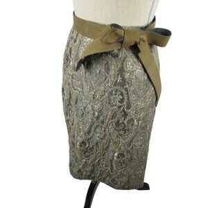 Lida Baday Lined Tapestry Pencil Skirt. with Belt Wool Blend Size 8 $298